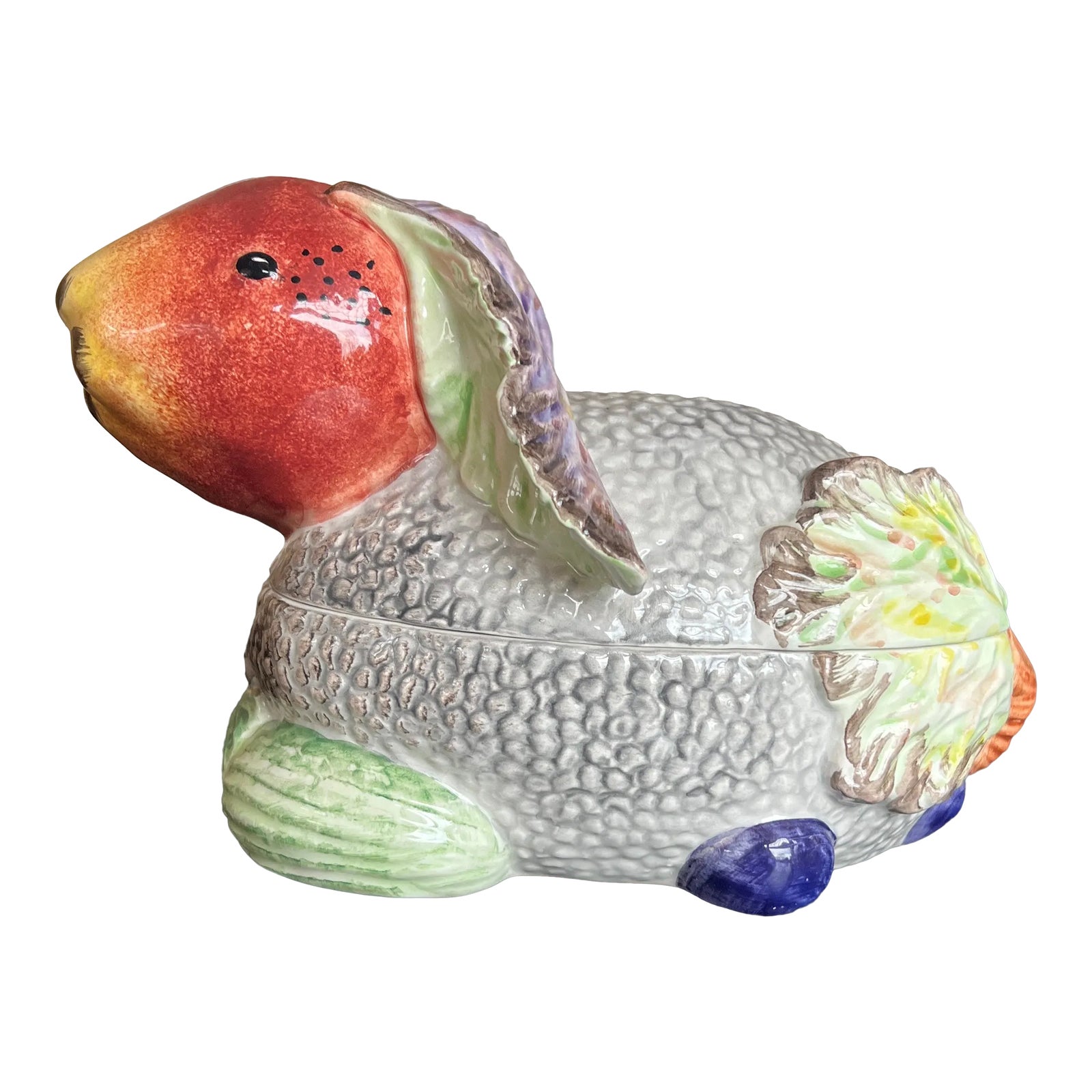 Italian Ceramic Rabbit Vegetable Tureen With Ladle | Chairish