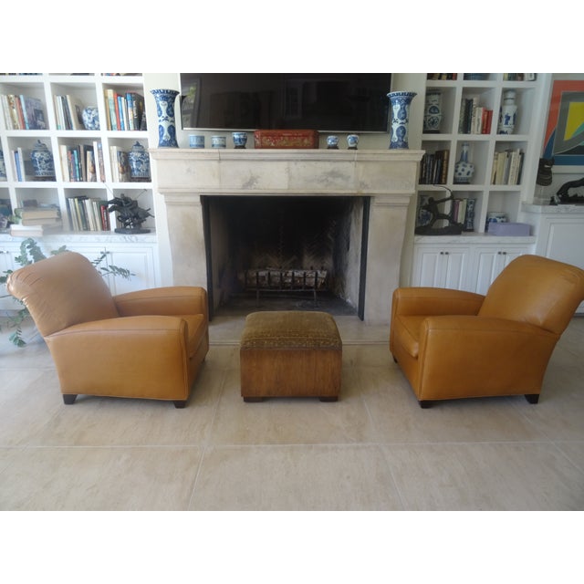 Lee Industries Art Deco Style Leather Chairs by Lee Industries For Sale - Image 4 of 11