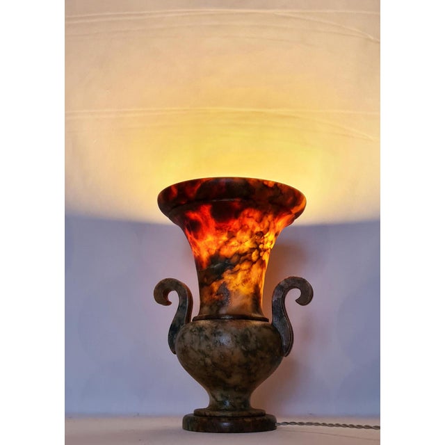 Large Alabaster Medicis Table Lamp, 1930s For Sale - Image 3 of 16