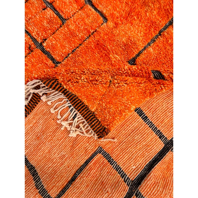 Large Moroccan Beni M'rirt Rug – Hand Knotted Berber Wool Carpet – Orange Geometric Atlas Design For Sale - Image 12 of 14