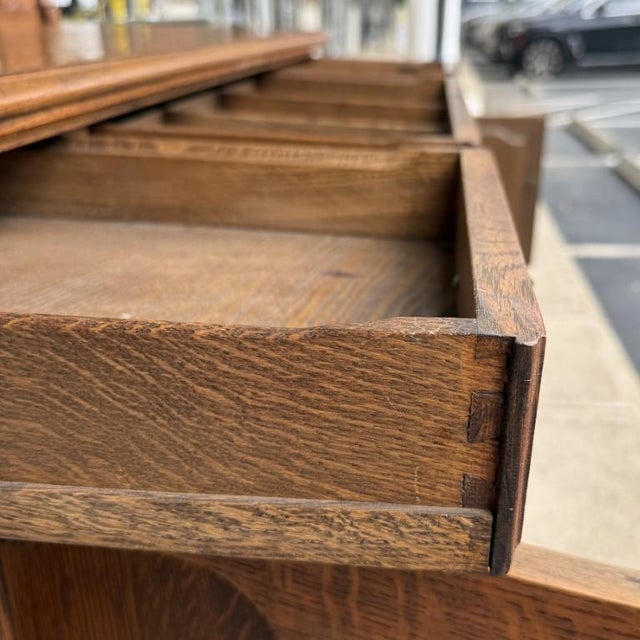 Early 20th Century J.B. Van Sciver Co. Refinished Antique Oak Sideboard With Mirrored Gallery & Turned Legs For Sale - Image 10 of 13