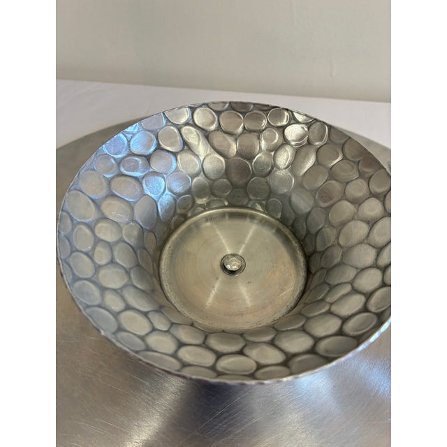Vintage Everlast Hand-Wrought Aluminum Pedestal Lazy Susan For Sale - Image 9 of 10