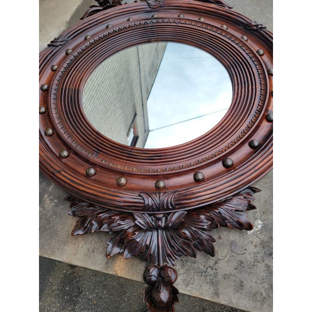 1940s 1940s American Federal Eagle Hand Carved Mahogany Wall Mirror Large For Sale - Image 5 of 15