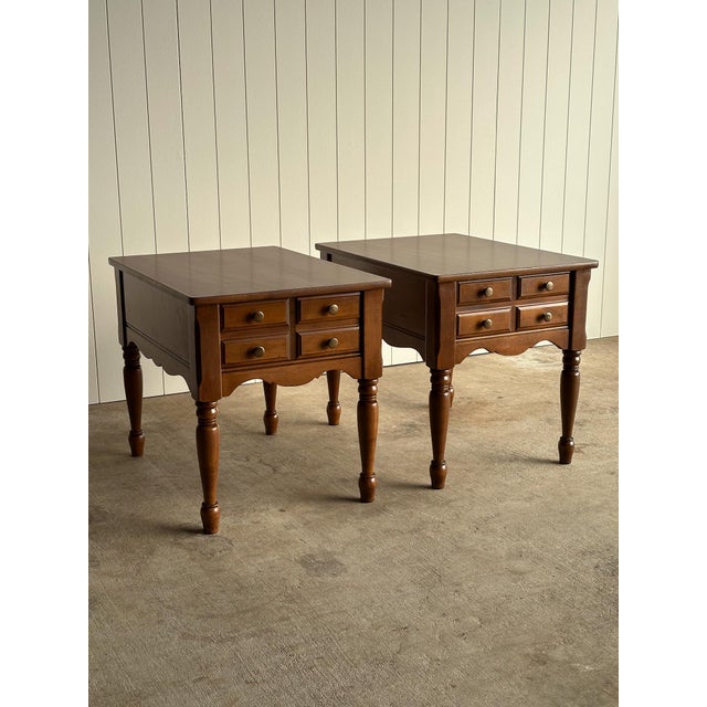 Mersman Vintage Mersman Scalloped Maple End Tables, Pair For Sale - Image 4 of 17