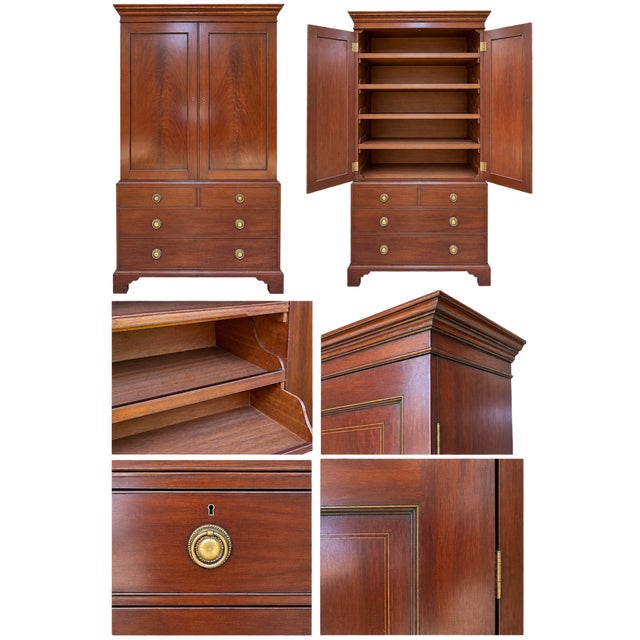 Mid 19th Century Early Victorian English Mahogany Linen Press Wardrobe For Sale In Los Angeles - Image 6 of 7