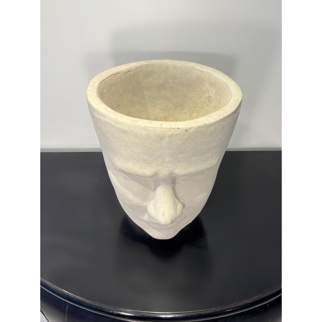 Sculpture Materials Artisinal Concrete Face Pots, Set of 2 For Sale - Image 7 of 9