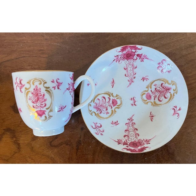 Antique 18th Century German Porcelain Puce Tea Cup & Saucer For Sale - Image 9 of 10