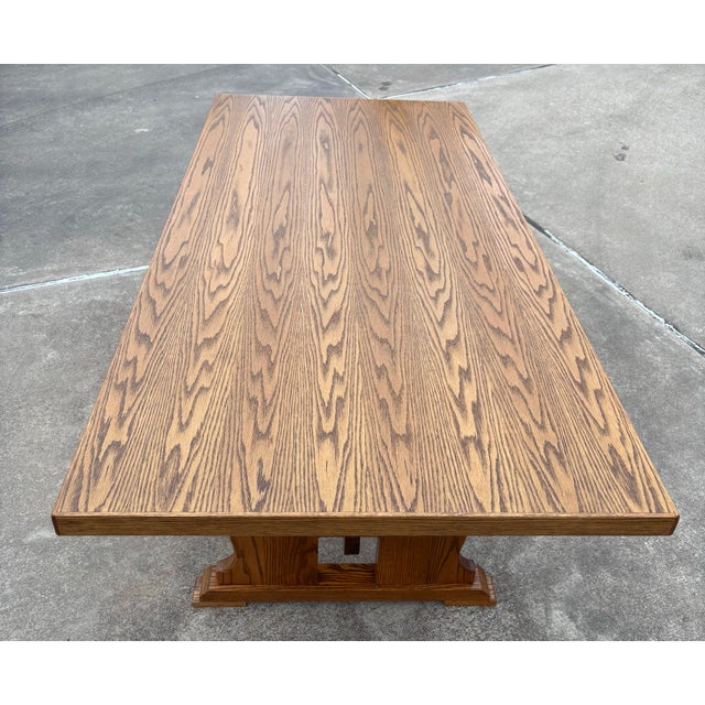 Vintage Brutalist Trestle Dining Table For Sale - Image 10 of 12