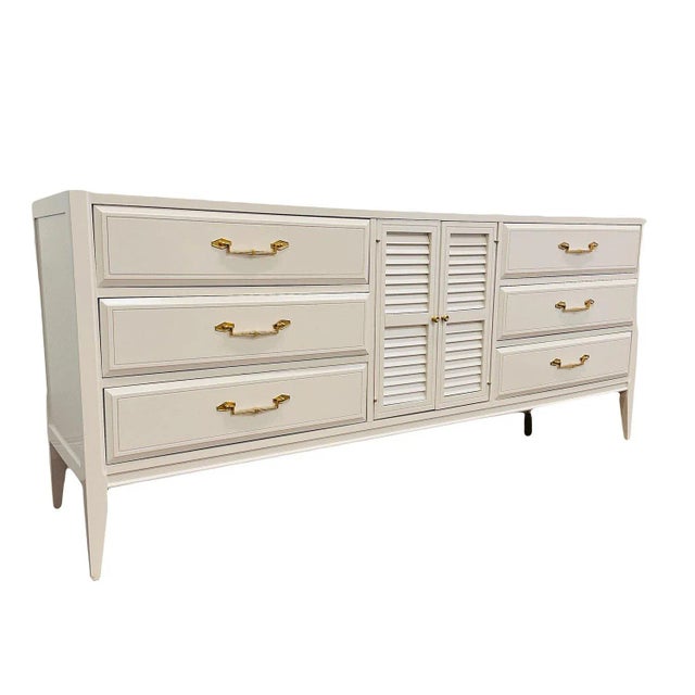 Mid-Century Modern 1960s Pearly White Transitional Basic-Witz Dresser For Sale - Image 3 of 4