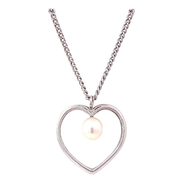 1990s Mikimoto Estate Akoya Pearl Necklace 16" Sterling Silver For Sale