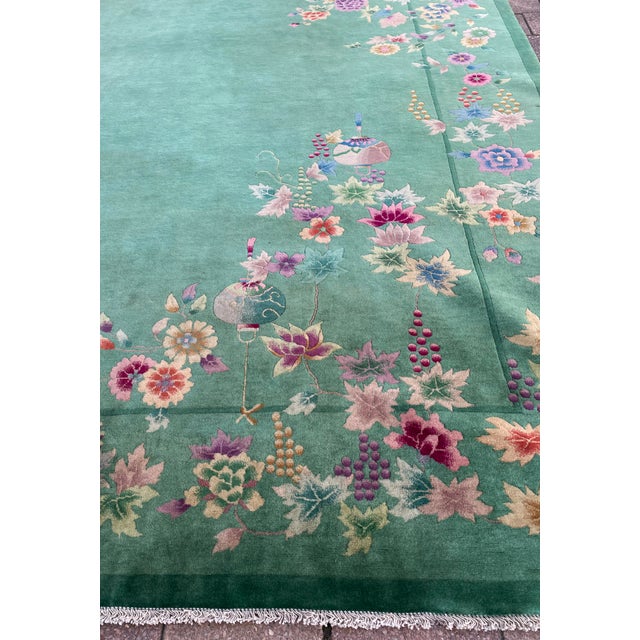 Early 20th Century Antique Art Deco Chinese Carpet, Wonderful Carpet of Happiness For Sale - Image 5 of 11