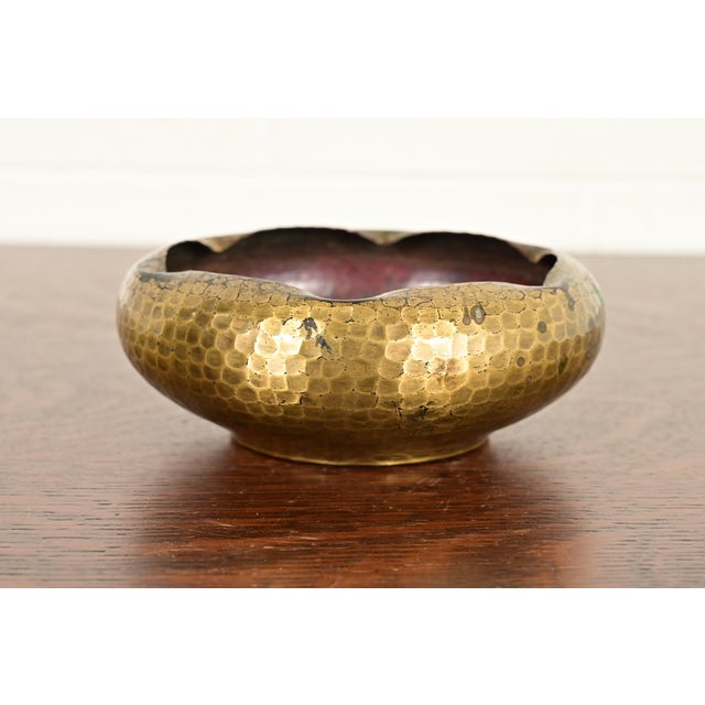 Roycroft Antique Arts & Crafts Brass Over Hammered Copper Bowl, Circa 1920s For Sale - Image 12 of 12