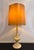 Italian Carrera Marble Table Lamp with Brass Finished Leather Shade, 1970 For Sale - Image 9 of 9