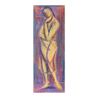 Woman Figure - Original Oil Pastel Drawing by D. Milhaud - 1932 1932 For Sale