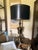Mid 20th Century Curated Pair of Monumental Vintage Stiffel Neoclassical Brass Table Lamps With Custom Black Shades For Sale - Image 5 of 11