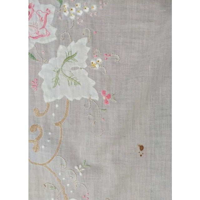 Mid 20th Century Vintage Handmade White Sheer Embroidery Tablecloth For Sale - Image 5 of 13