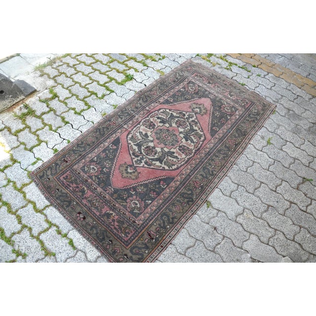 Turkish Oushak Rug, Vintage Rug, Traditional Area Rug, Hand Knotted Carpet, 4x7 Rug, Wool Rug, Natural Rug, Red Decor Rug,...