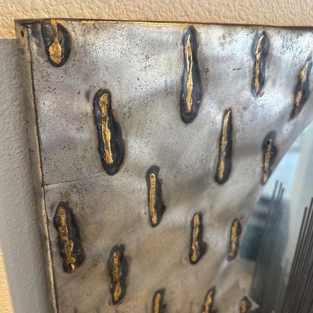 Metal Mid 20th Century Brutalist Wall Mirror For Sale - Image 7 of 9