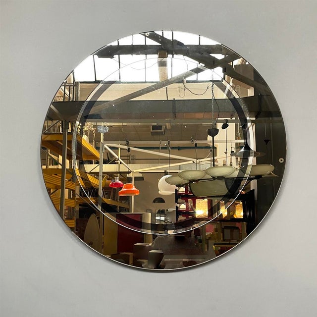 1970s Italian Modern Round Double-Glass Wall Mirror, 1970s For Sale - Image 5 of 16