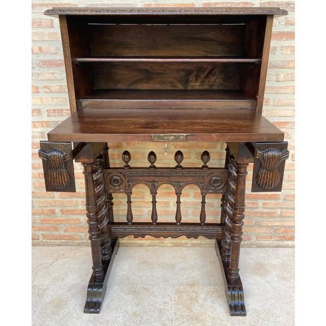 Renaissance Antique Spanish Renaissance Bar Cabinet in Oak, 1890 For Sale - Image 3 of 18