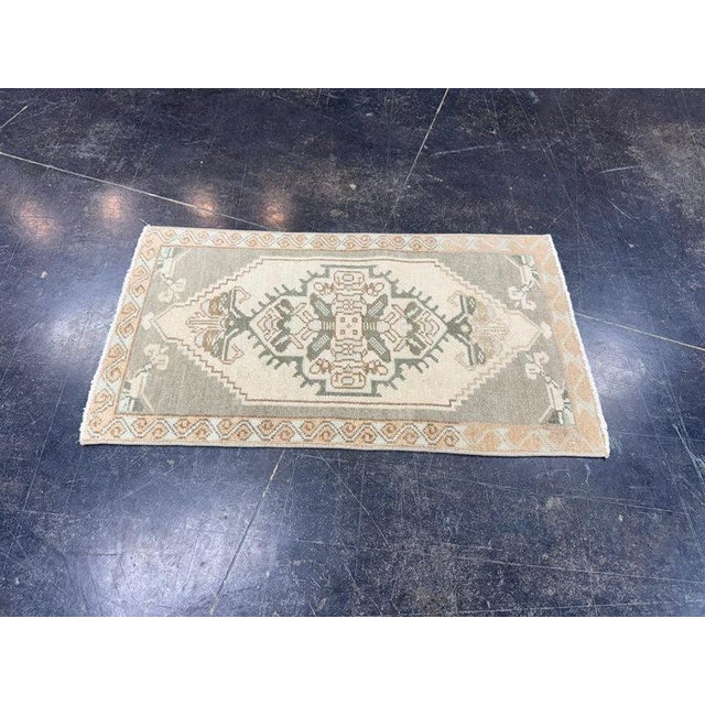 Turkish Mini Rug Oriental Hand Knotted Vintage Rug 1'6" x 3' #17751 For Sale - Image 4 of 8