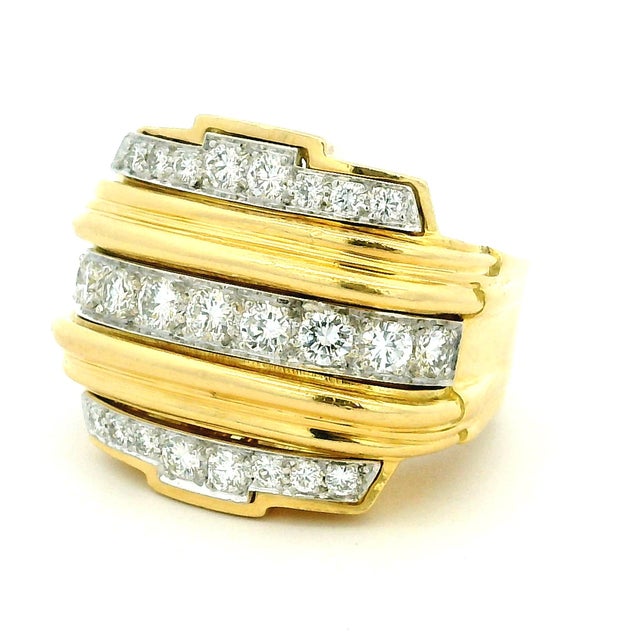 Vintage David Webb 18k Gold & Platinum Diamond Band Ring, Size 8 For Sale - Image 11 of 14