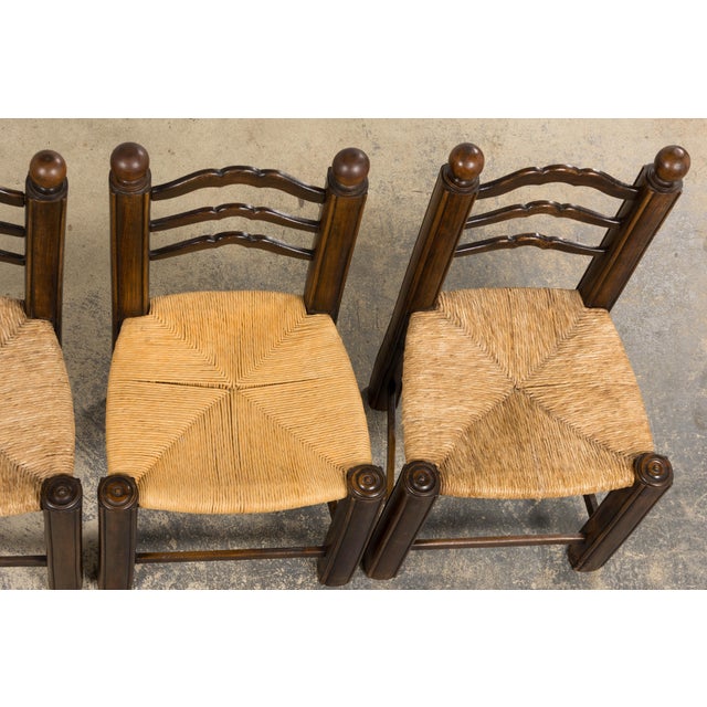 Late 19th Century Antique French Provincial Oak Ladder Back Dining Chairs - Set of 4 For Sale - Image 5 of 18