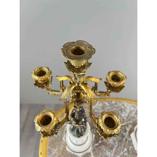 Napoleon III Bronze and Marble Candelabra, Set of 2 For Sale - Image 3 of 13