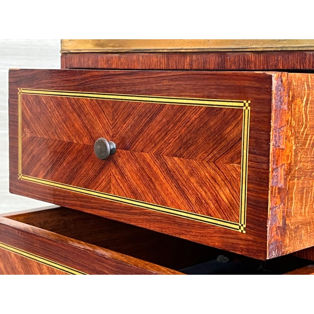 Late 19th Century Bouillotte Louis XVI Style, Marquetry and Bronze Nightstands, A Pair For Sale - Image 13 of 18