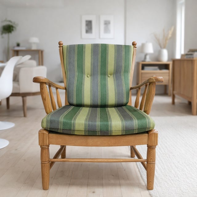 Wood Vintage Danish Lounge Chair in Oak by Henning Kjærnulf, 1960s For Sale - Image 7 of 7