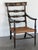 1970s English Regency Style Crackle Finish Chinoiserie & Classical Stenciled Rush Seat Armchair For Sale - Image 5 of 12