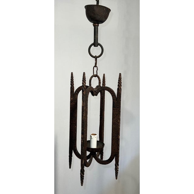 1950s Wrought Iron Lantern For Sale - Image 4 of 12