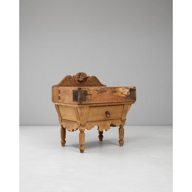 1900-1909 France Weathered Honey Oak Carved Oak Marble-Top Commode For Sale In Greensboro - Image 6 of 11