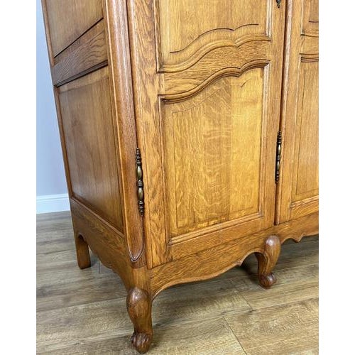 Wood Vintage French Louis XVI Style Oak 4-Door Armoire For Sale - Image 7 of 12