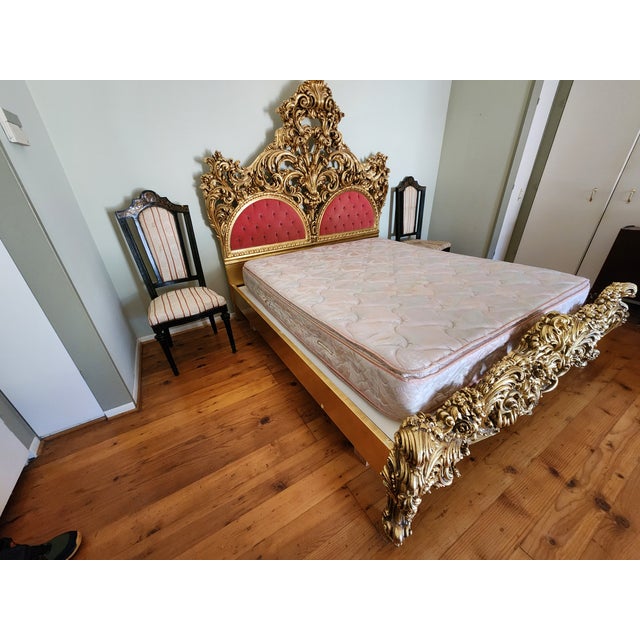 Italian Hand-Carved Gilt Bed | Baroque / Rococo Style For Sale - Image 10 of 16
