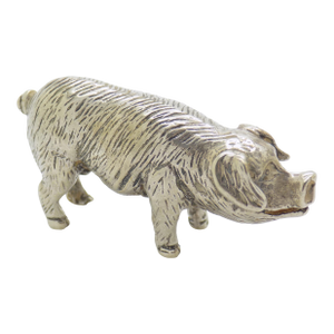 Vintage Italian Handmade Genuine Silver Piggy Pig Large Figurine Miniature Sculpture