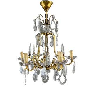 20th Century Brass and Crystal Chandelier For Sale