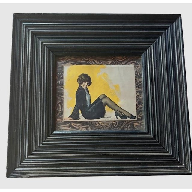 1920s 1929 Rolf Armstrong Pre-Code Pin-Up “The Girl in Black” in Ebonized Art Deco Frame For Sale - Image 5 of 5