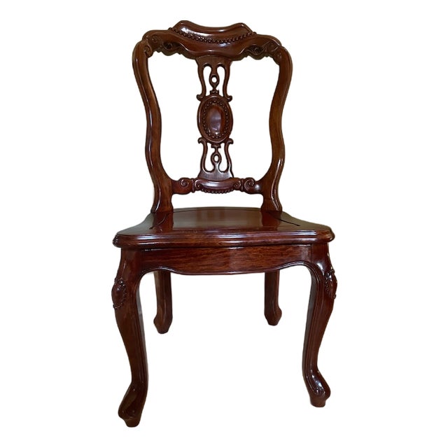 Late 20th Century Rosewood Oriental Side Chair For Sale