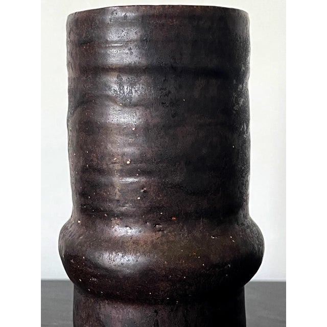 Ceramic Geometrical Vase with Black Metallic Glaze Beatrice Wood For Sale - Image 12 of 13