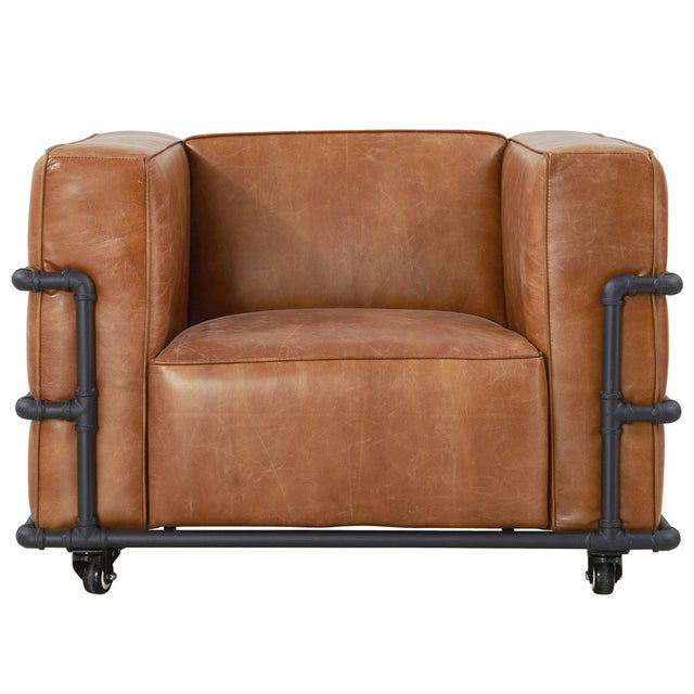 2020s Crafters and Weavers Henry Industrial Modern Leather Arm Chair For Sale - Image 5 of 5