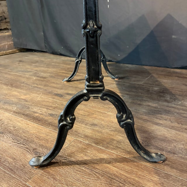 Antique French Carrera Marble Top Cafe or Bistro Table With Cast Iron Base For Sale - Image 10 of 10