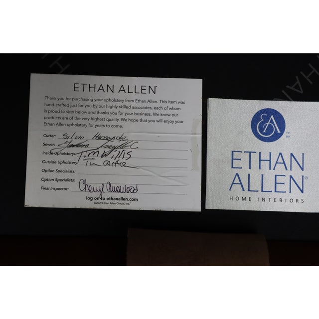 Traditional Ethan Allen Leather Wingback Chair For Sale - Image 3 of 12