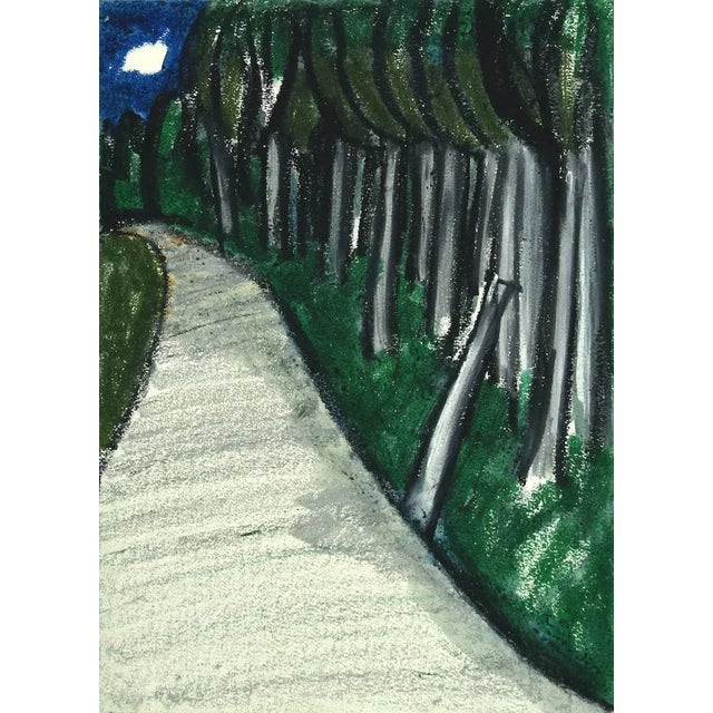 Landscape - Original Mixed Media on Cardboard by Sun Jingyuan - 1970s 1970 For Sale - Image 3 of 3