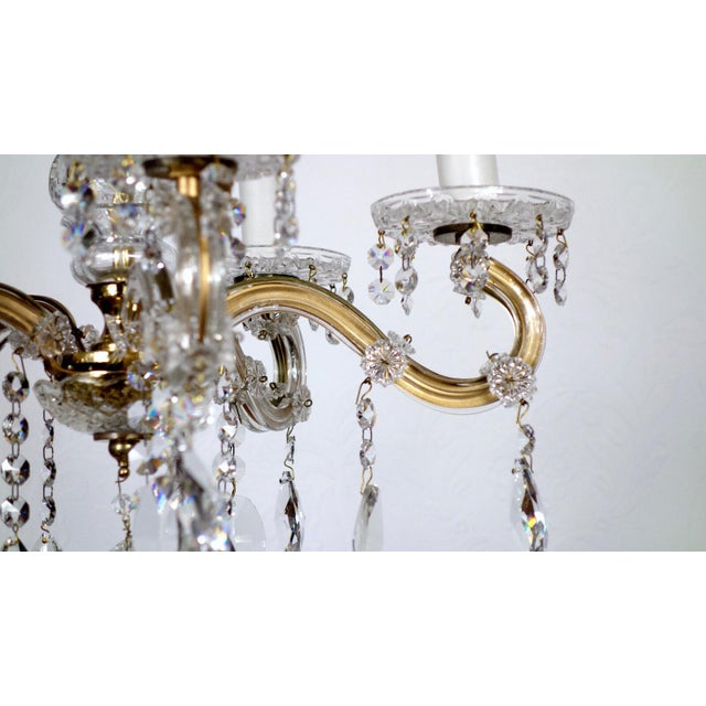Brass-Lead Crystal Five-Light Chandelier from H.Richter, 1960s For Sale - Image 11 of 13