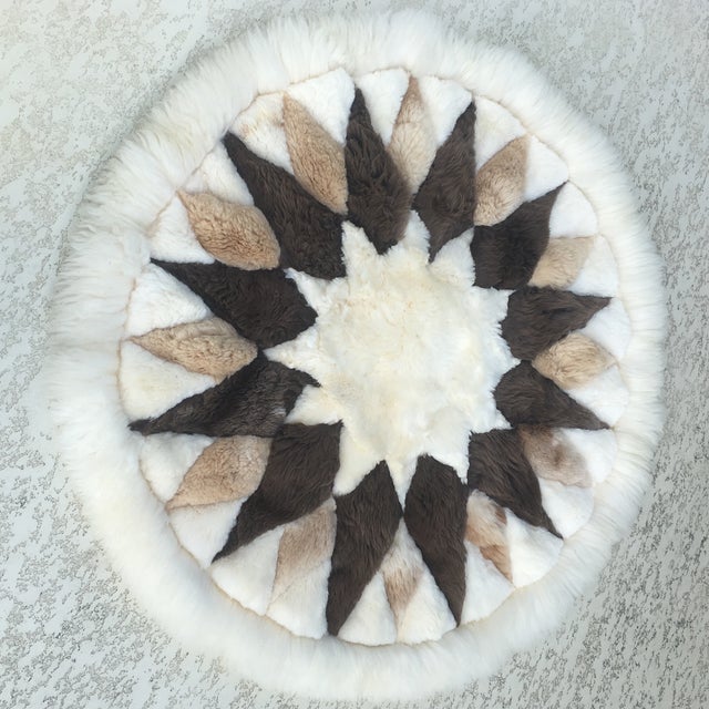 Vintage Round Peruvian Alpaca Wool Rug 4′ × 4′ Chairish