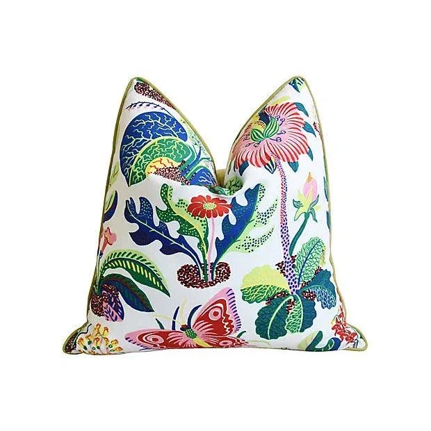 Schumacher Exotic Butterfly Floral Feather & Down Pillows 24" Square - Pair For Sale - Image 9 of 11