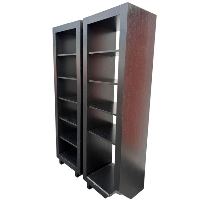 Set of 2 Black Ebonized Bookcases For Sale - Image 4 of 4