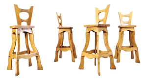 Vintage Brutalist Bar Stools, 1960s, Set of 4