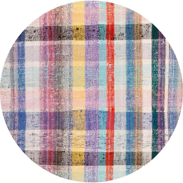 Beautiful Vintage flatweave runner with an all-over multi-color motif. This piece has fine details, great colors, and a...